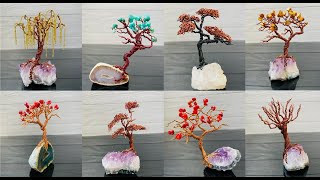 25 Beautiful Wire Trees | Copper Wire | Agate Amethyst Stones | Drift and Rest Wood