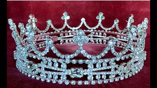 King Arthur Medieval Silver Full Rhinestone Unisex Crown