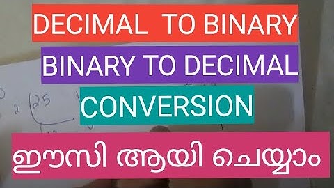 decimal to binary conversion and  binary to decimal conversion Malayalam