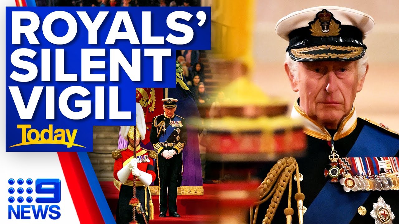 King Charles leads siblings in second silent vigil beside Queen’s coffin | 9 News Australia
