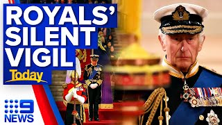 King Charles leads siblings in second silent vigil beside Queen's coffin | 9 News Australia