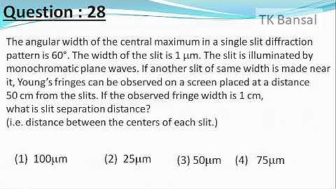 The angular width of the central maximum in a single slit ....