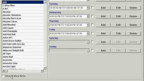 Programming Happy Hours ( Menu auto-price )