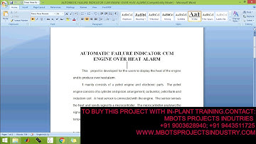 DESIGN AND FABRICATION OF  AUTOMATIC FAILURE INDICATOR CUM ENGINE OVER HEAT ALARM-MBOTS INDUSTRY