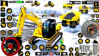 3D bulldozer cutting bridge snow for new construction simulator game screenshot 4