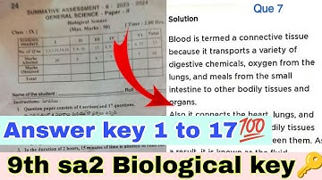 💯AP 9th class sa-2 biological science answer key 2024💯 class 9th biology Sa2 answer key 2024