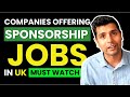 LIST OF COMPANIES OFFERING VISA SPONSORSHIPJOBS in UK| JOBS IN UK| STUDY IN UK