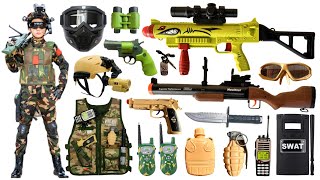 Special Police Weapons Toy set Unboxing-Shark Rocket gun,M79 Howitzer, Gas mask, Glock pistol,Dagger