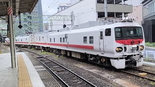 構試9433M E491系 East i-E マヤ50系 5001建築限界車連結 東北本線検測試運転(仙台→利府) 試運転列車が仙台駅9番線に入線するシーン