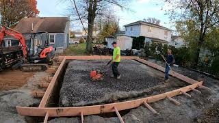 24' x 24' Garage Build - Footing dig \& monolithic slab pour