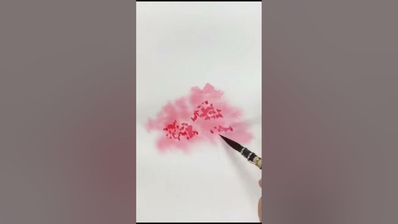 Watercolor Painting // How to paint a sakura tree for beginners Shorts