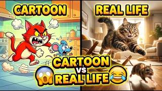 Tom and Jerry Cartoon vs Real Life Moments | Unexpected Reality!