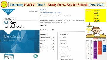 Ready for A2 key for Schools - Listening Part 5 - Test 7 (Transcript + Key)