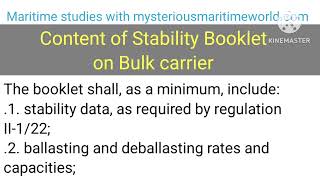 Stability Booklet on Bulk carrier #merchantnavy #maritime #maritimesector #cargo #bulkcarrier