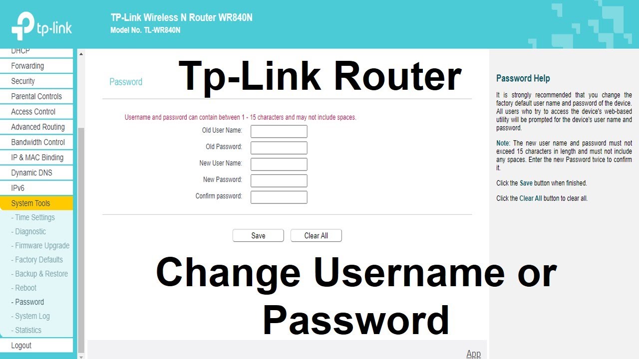 how to create or change tp link login username and password tplink