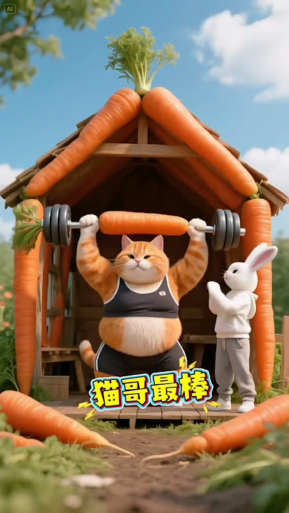 The white rabbit saves the orange cat but in return is ingratitude #cat #aicat #fatcat #orangecat