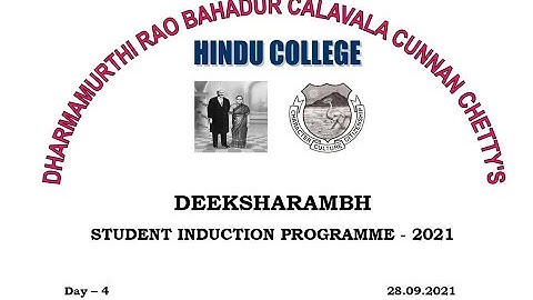 DRBCCC HINDU COLLEGE | DEEKSHARAMBH | STUDENT INDUCTION PROGRAMME - 2021 - Day – 04 SHIFT -I