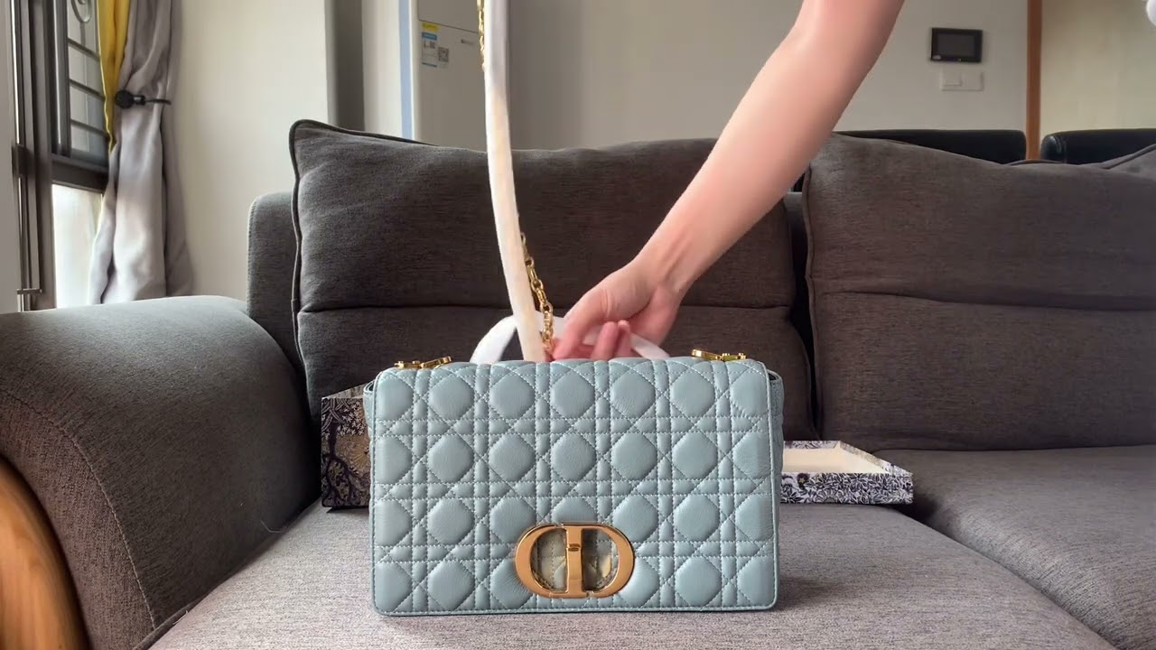 DIOR MEDIUM DIOR CARO BAG/Cloud Blue Supple Cannage Calfskin - YouTube