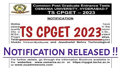 TS CPGET 2023 Notification released ||TS CPGET 2023.