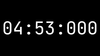 Countdown timer 4 minutes, 53 seconds [04:53:000] - White on black with milliseconds
