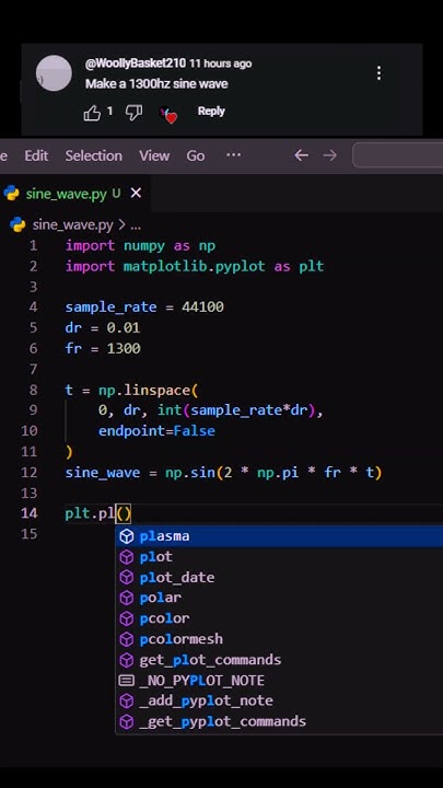 Plotting a 1300Hz Sine Wave in Python 📊📈 #python #shorts #coding #waves ...