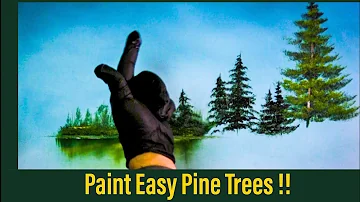 Quick Easy Way To Paint Pine Trees !! | Painting helps Depression | Paintings By Justin