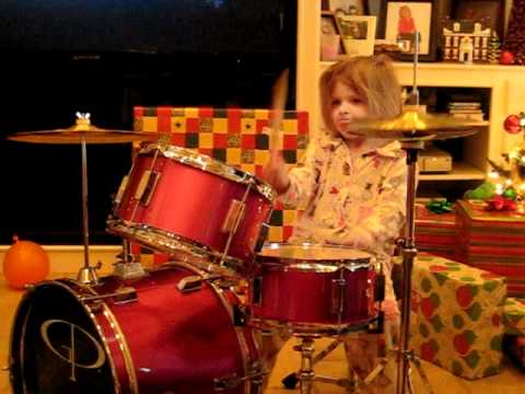 Lily Drumming Christmas Morning