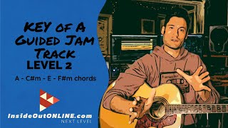 Key of A - JAM TRACK - Guitar Guided - A E C#m F#m Chords - LEVEL 2