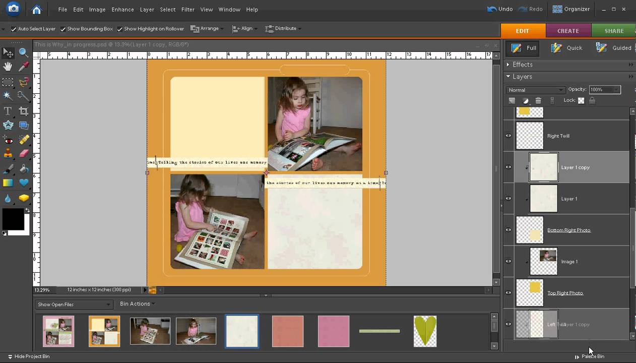 Adding Papers to a Digital Scrapbook Page in Photoshop Elements 6.0 ...