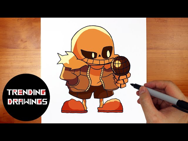 How to draw Sans (FNF: Indie Cross) - Sketchok easy drawing guides