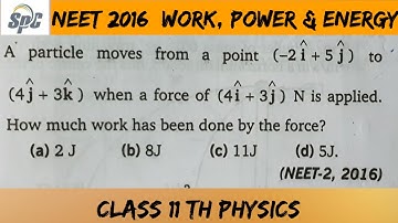 A particle moves from a point ( - 2 i cap + 5 j cap ) to ( 4 j cap + 3 k cap ) when a force of ( 4 i