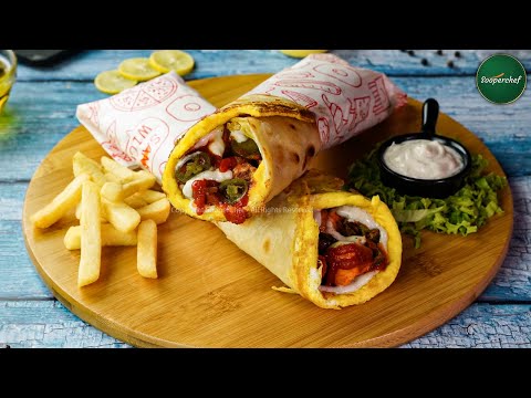 Tandoori Anda Paratha Roll (Tandoori Chicken Paratha Roll) Recipe by SooperChef