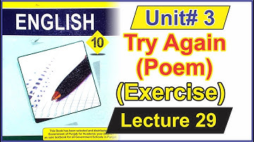 Try Again Poem (Exercise) || Class 10 English Unit 3 || Lecture 29 | Ilm ka Ghar |