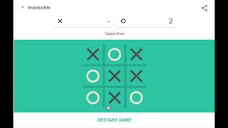 impossible mode tic tac toe Google I beat it screenshot 2