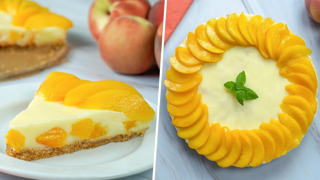 تارت باردة بالخوخ بدون فرن و سهلة في التحضير