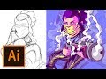 Drawing Brawl Stars - Shelly Illustration - From Sketch to Adobe Illustrator CC - Speed art process