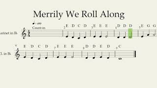 Merrily We Roll Along 100Bpm Easy Clarinet With Sheet Music