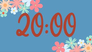 20 Minute Cute Spring Flower Classroom Timer (No Music, Fun Synth Alarm at End)