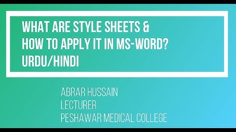 What are Style Sheets in Word and How to apply it? URDU/HINDI Part 1 ورڈ سٹائل شیٹس اور استعمال