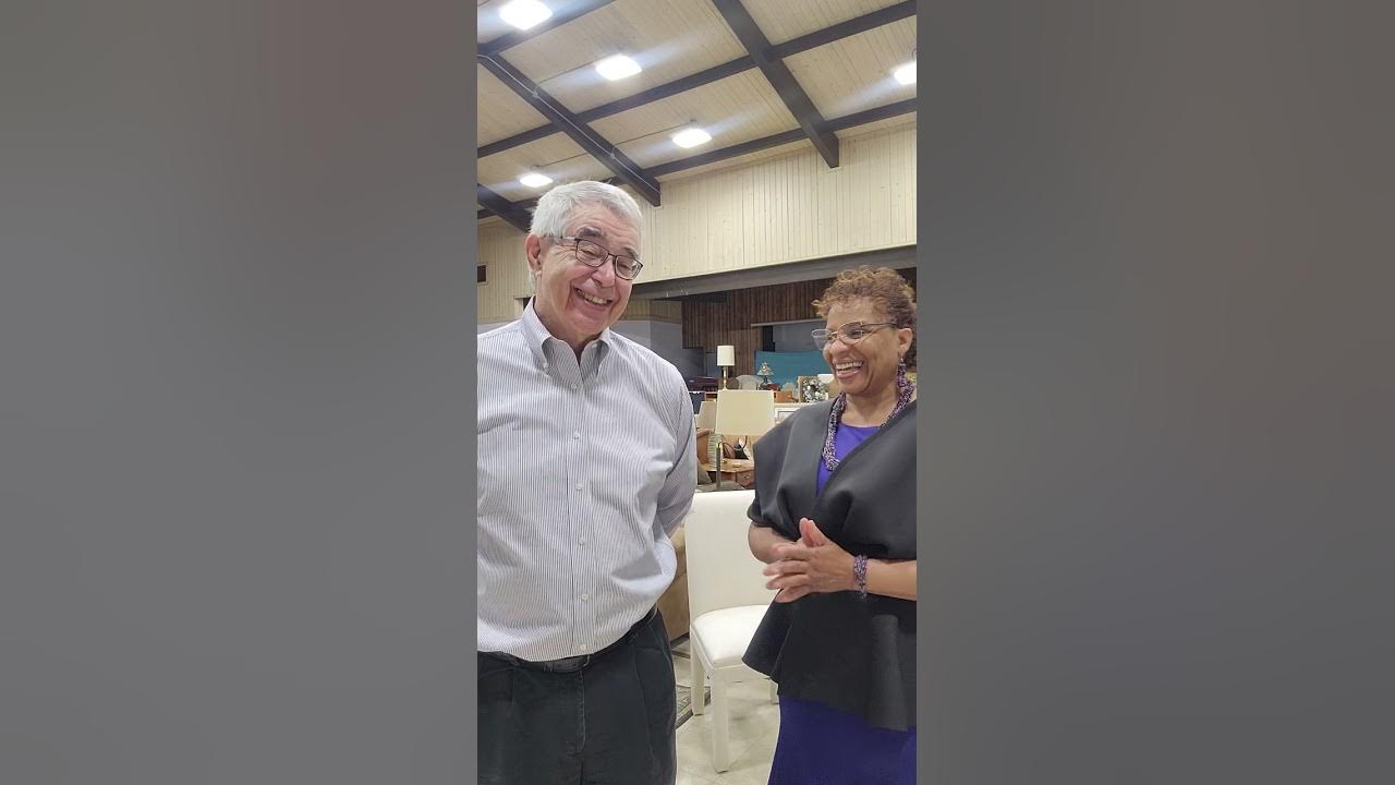 Pastor Robinson interviewing Lew Elbert, CCRT Furniture Bank Manager