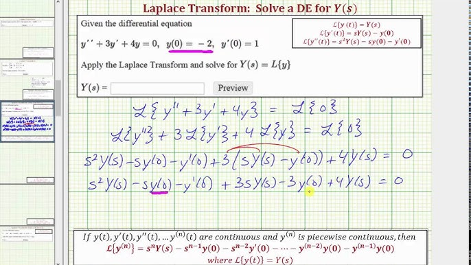 Laplace Transform Find Y S L Y Given A Homogeneous Differential Equation Youtube