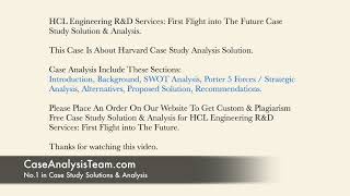 HCL Engineering R&D Services First Flight into The Future Case Study Solution & Analysis