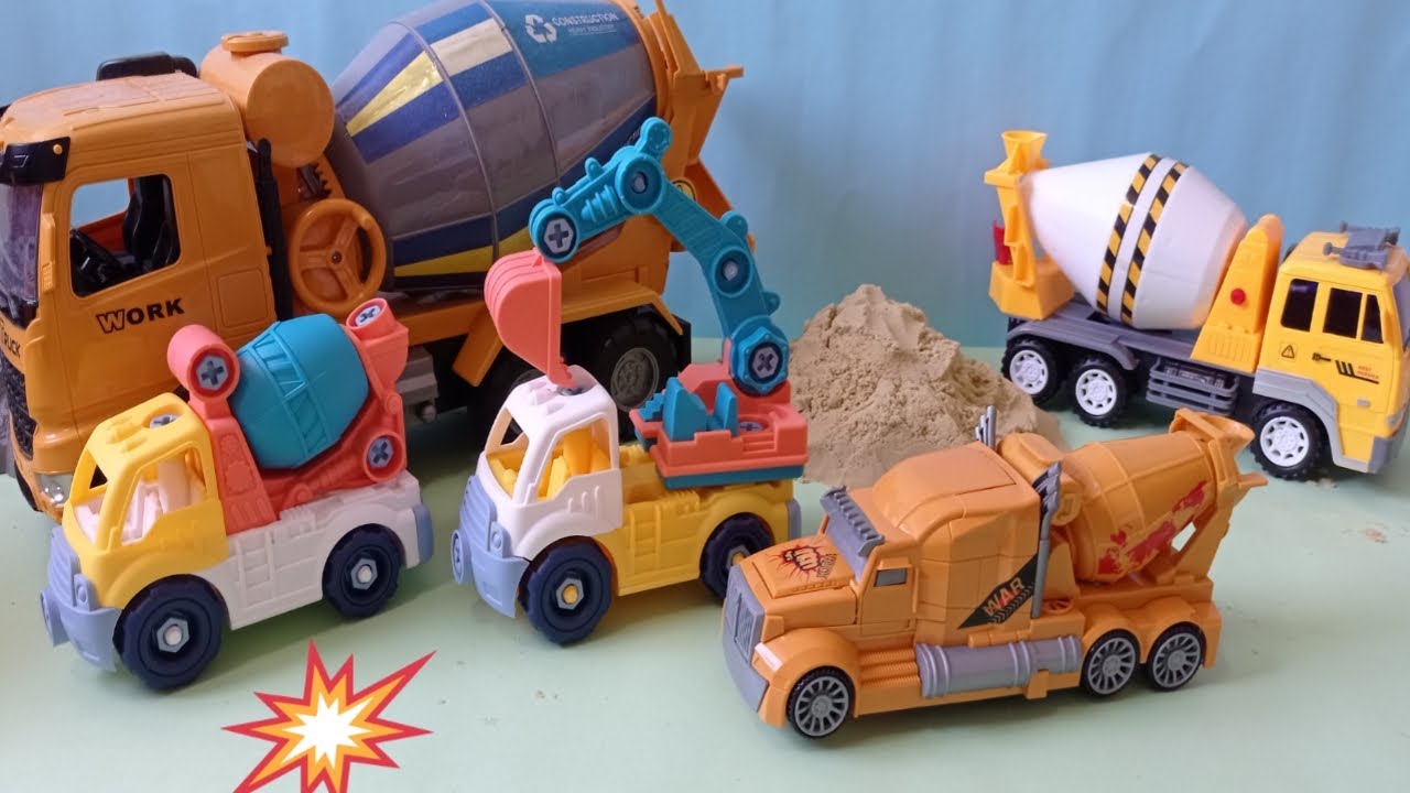 車車玩具 水泥攪伴車玩具 水泥車玩具 挖土機玩具 Construction Vehicles Youtube