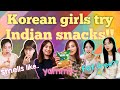 Korean girls try Indian snacks: moong dal, yummy, tasty [인도 과자는 어떤 맛일까?]