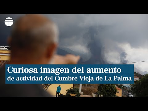 Curiosa imagen de cmo aumenta la actividad explosiva del volcn de La Palma