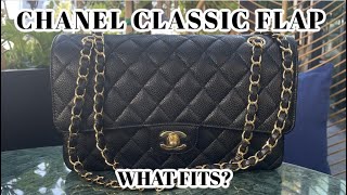 CHANEL MEDIUM/LARGE CLASSIC FLAP REVIEW, WEAR & TEAR, WHAT FITS & MOD SHOTS | CHANEL PRICE INCREASE