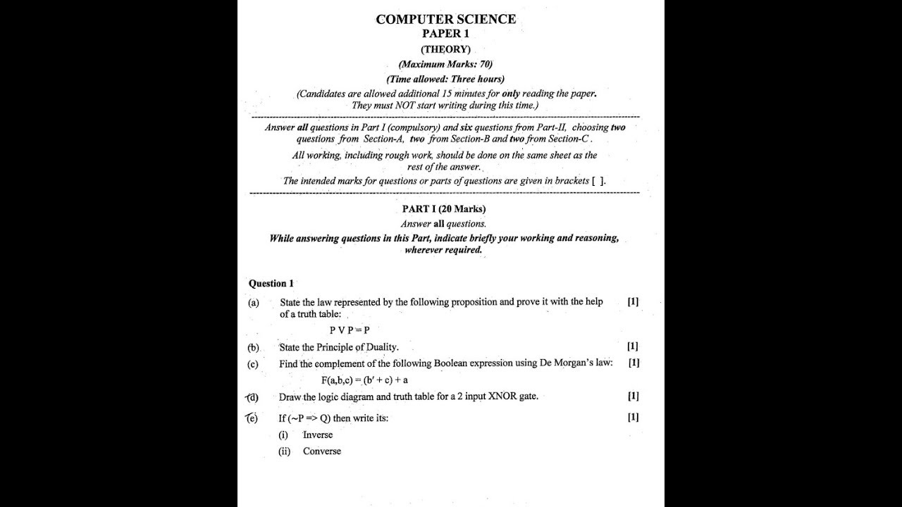 Class 12 ISC 2017 SOLVED COMPUTER PAPER COMPUTER YouTube