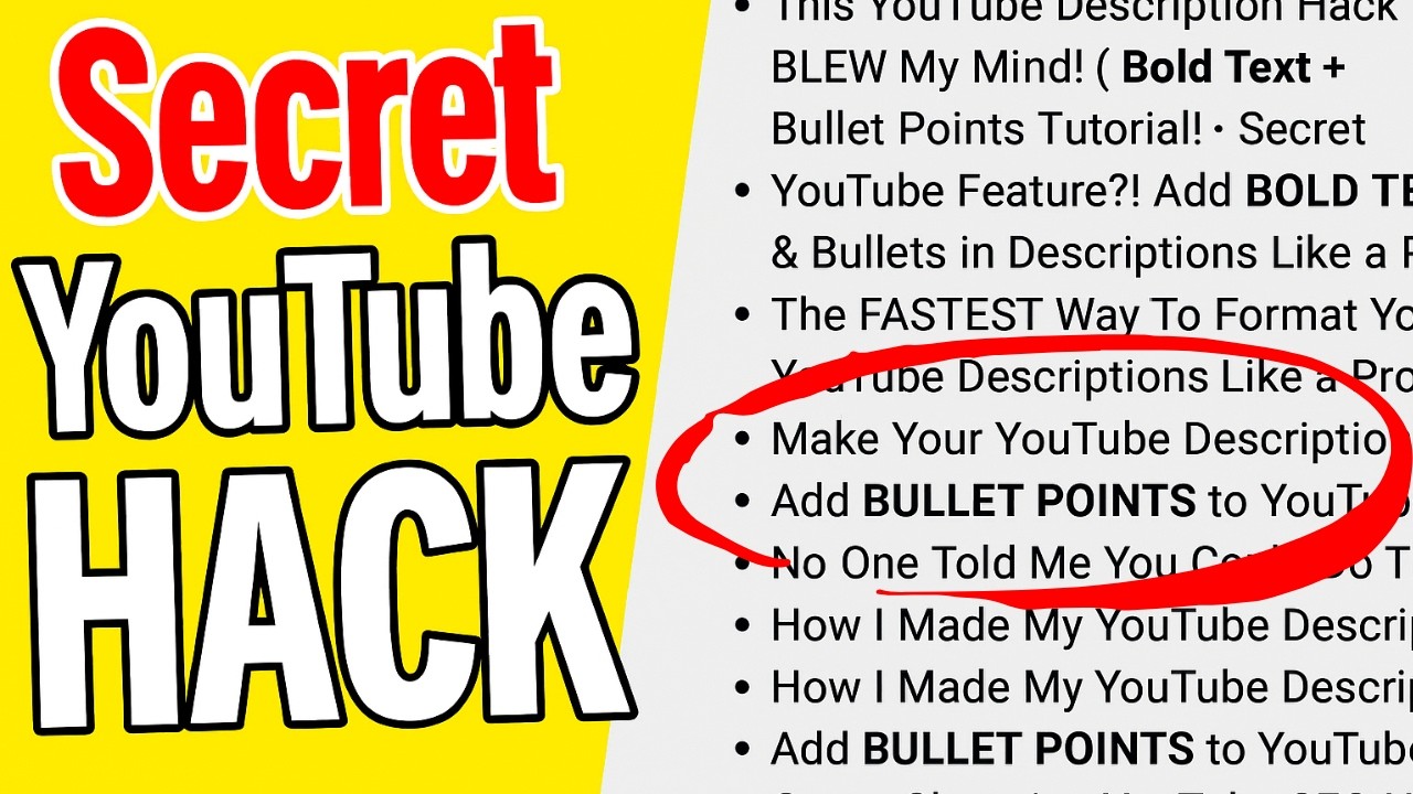 Secret YouTube HACK: How To Add BOLD TEXT & Bullet Points in ...