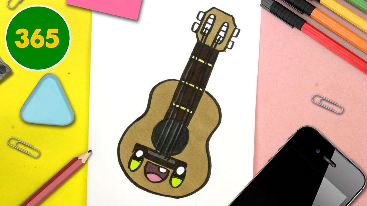 COMMENT DESSINER UNE GUITARE KAWAII 🧡 Comment dessiner des instruments
