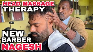 Head Massage, Back massage, Neck Cracking Adjustment by Old school Barber NAGESH #indianbarber